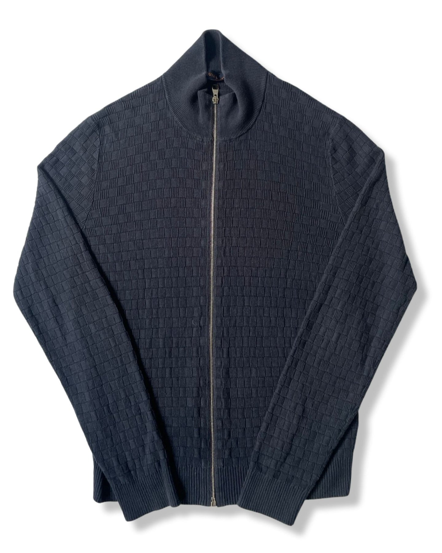 Louis Vuitton Lvse Damier Signature Zip-Through Cardigan, Black, XL