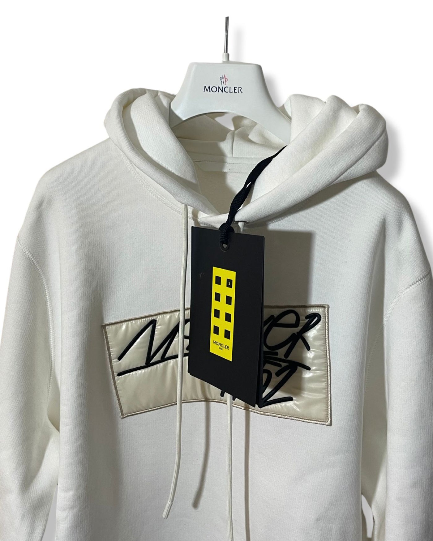 Moncler 1952 Logo Hoodie Off White New (Large)
