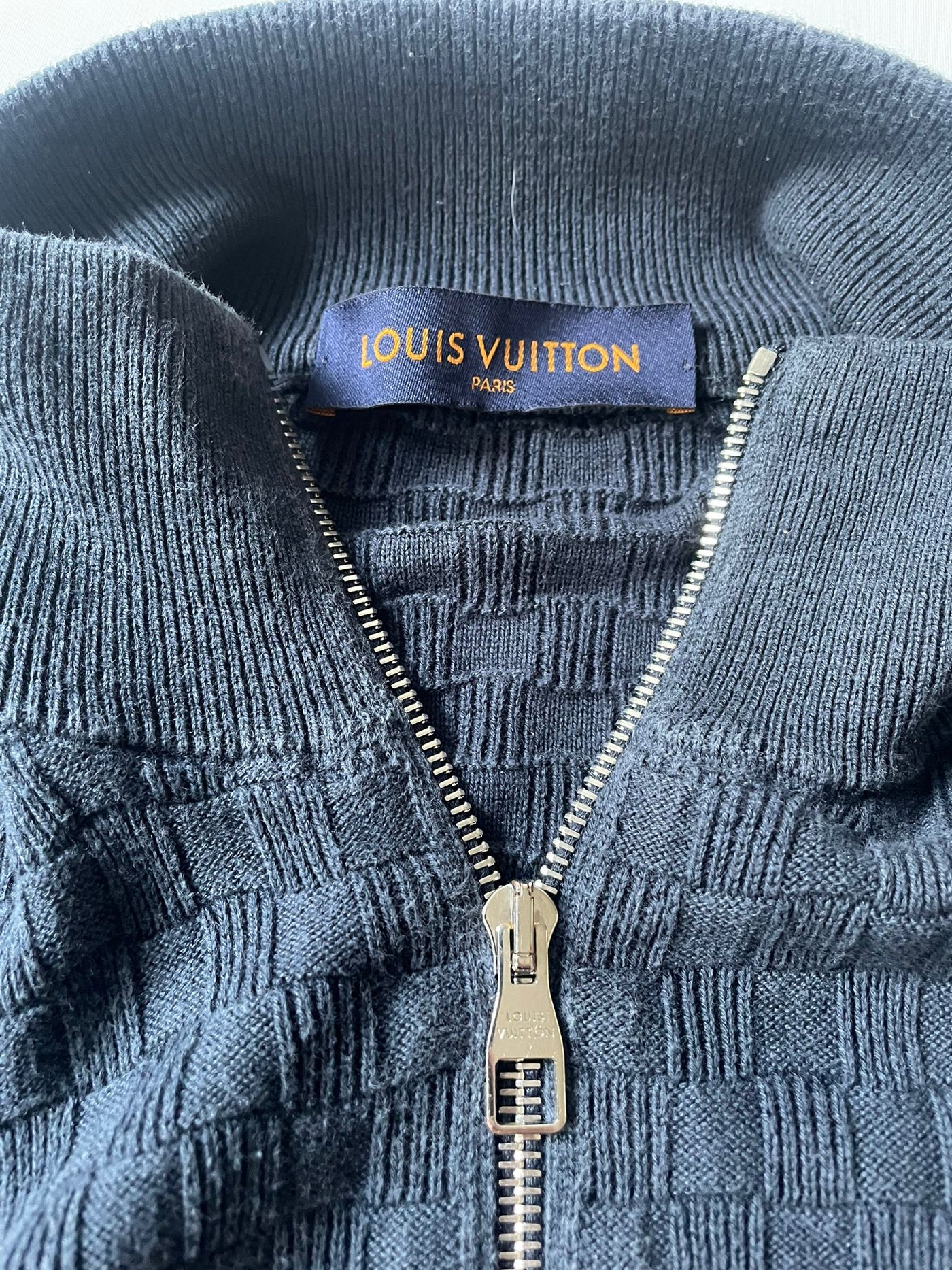 Louis Vuitton Blue Damier Zip Up Cardigan – Savonches