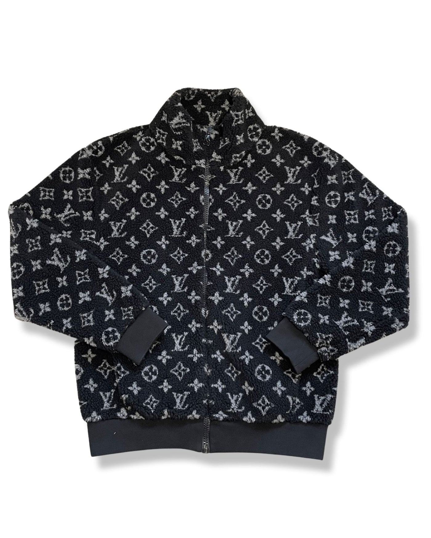 Louis Vuitton Monogram Jacquard Fleece Black Excellent (Medium